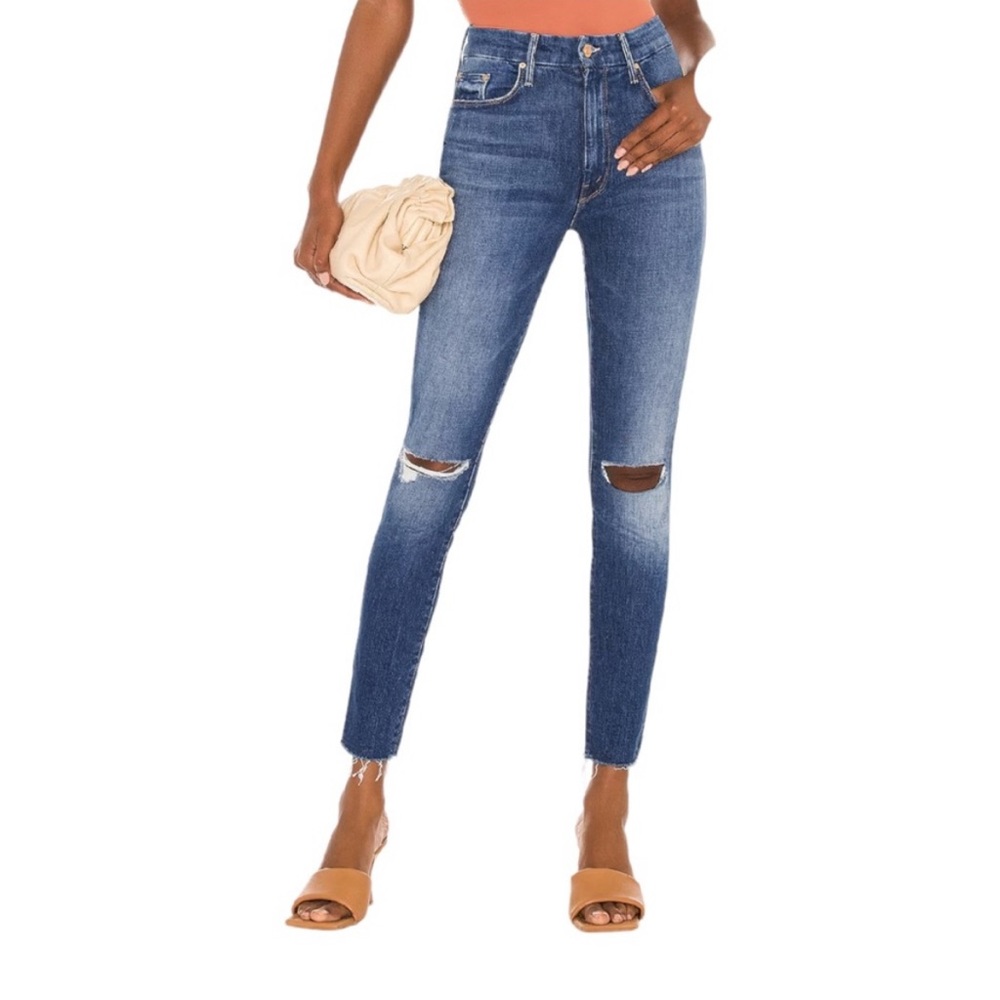 Mother High Waisted Looker Ankle Fray Jeans